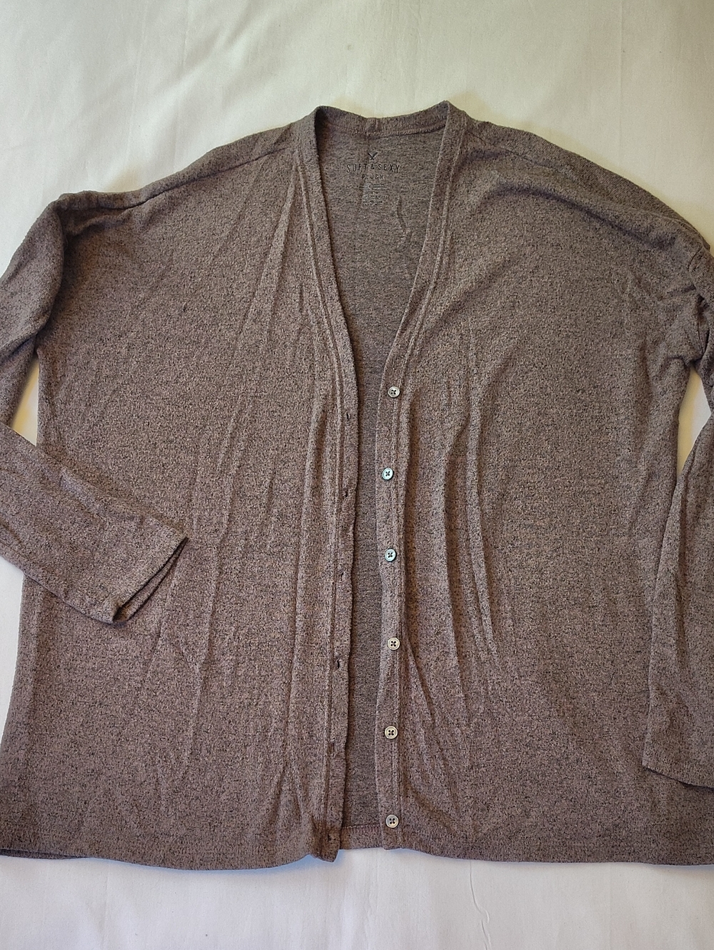 American Eagle Outfitters Taupe Button-Front Light Weight Cardigan Medium